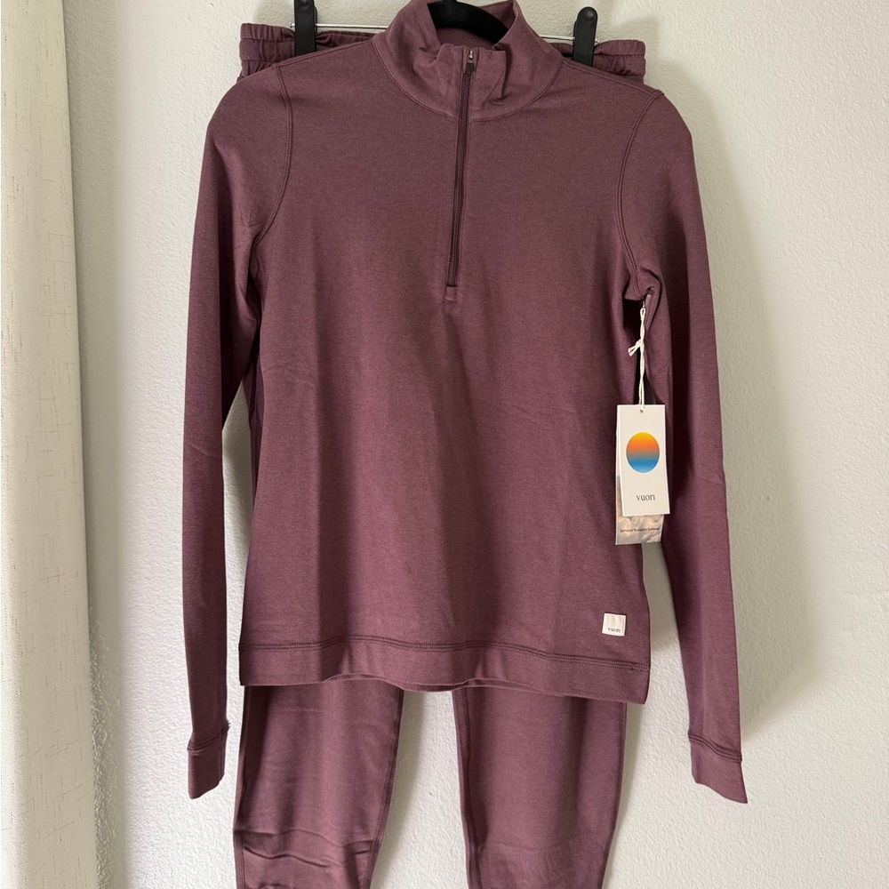 VUORI SET Elderberry heather joggers & half zip